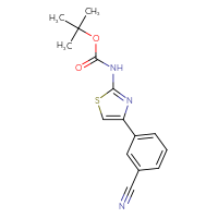Chemical structure of tert-butyl N-[4-(3-cyanophenyl)-1,3-thiazol-2-yl]carbamate - CSSB03496563815