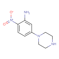 Chemical structure of 2-nitro-5-(piperazin-1-yl)aniline - CSSB00000261863