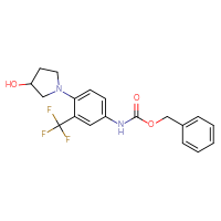 Chemical structure of benzyl N-[4-(3-hydroxypyrrolidin-1-yl)-3-(trifluoromethyl)phenyl]carbamate - CSSB03496572737