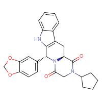 Chemical structure of (2R,8S)-2-(2H-1,3-benzodioxol-5-yl)-6-cyclopentyl-3,6,17-triazatetracyclo[8.7.0.0³,⁸.0¹¹,¹⁶]heptadeca-1(10),11,13,15-tetraene-4,7-dione - CSSB14948334708