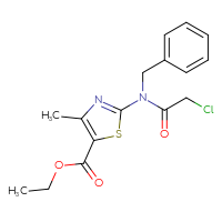 Chemical structure of ethyl 2-(N-benzyl-2-chloroacetamido)-4-methyl-1,3-thiazole-5-carboxylate - CSSB00000009888
