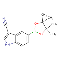 Chemical structure of 5-(4,4,5,5-tetramethyl-1,3,2-dioxaborolan-2-yl)-1H-indole-3-carbonitrile - CSSB00010144514