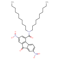 Chemical structure of N,N-bis(decyl)-2,7-dinitro-9-oxo-9H-fluorene-4-carboxamide - CSSB03437704398