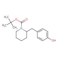 Chemical structure of tert-butyl 2-[(4-hydroxyphenyl)methyl]piperidine-1-carboxylate - CSSB00116210090