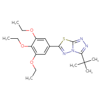 Chemical structure of 3-tert-butyl-6-(3,4,5-triethoxyphenyl)-[1,2,4]triazolo[3,4-b][1,3,4]thiadiazole - CSSB00121637656