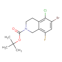 Chemical structure of tert-butyl 6-bromo-5-chloro-8-fluoro-1,2,3,4-tetrahydroisoquinoline-2-carboxylate - CSSB03496571421