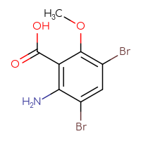 Chemical structure of 2-amino-3,5-dibromo-6-methoxybenzoic acid - CSSB00014006143