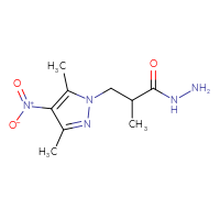 Chemical structure of 3-(3,5-dimethyl-4-nitro-1H-pyrazol-1-yl)-2-methylpropanehydrazide - CSSB00001089313