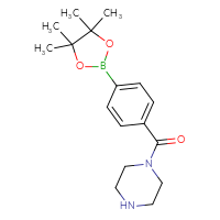 Chemical structure of 1-[4-(4,4,5,5-tetramethyl-1,3,2-dioxaborolan-2-yl)benzoyl]piperazine - CSSB00020617214