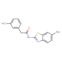 Chemical structure of N-(6-methyl-1,3-benzothiazol-2-yl)-2-(3-methylphenyl)acetamide - CSSB00104343101