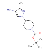 Chemical structure of tert-butyl 4-(4-amino-3-methyl-1H-pyrazol-1-yl)piperidine-1-carboxylate - CSSB00010371475