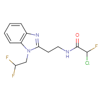 Chemical structure of 2-chloro-N-{2-[1-(2,2-difluoroethyl)-1H-1,3-benzodiazol-2-yl]ethyl}-2-fluoroacetamide - CSSB21332109593