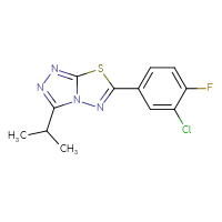 Chemical structure of 6-(3-chloro-4-fluorophenyl)-3-(propan-2-yl)-[1,2,4]triazolo[3,4-b][1,3,4]thiadiazole - CSSB00121603959