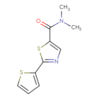Chemical structure of N,N-dimethyl-2-(thiophen-2-yl)-1,3-thiazole-5-carboxamide - CSSB01432918774