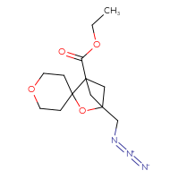 Chemical structure of ethyl 4-(azidomethyl)-3-oxaspiro[bicyclo[2.1.1]hexane-2,4'-oxane]-1-carboxylate - CSSB00102954469