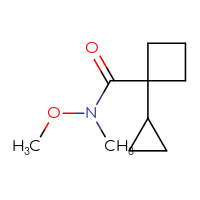Chemical structure of 1-cyclopropyl-N-methoxy-N-methylcyclobutane-1-carboxamide - CSSB01990994121