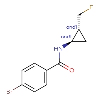 Chemical structure of rac-4-bromo-N-[(1R,2R)-2-(fluoromethyl)cyclopropyl]benzamide - CSSB21444811229