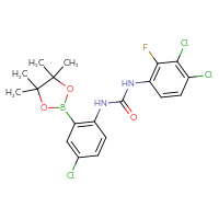 Chemical structure of 3-[4-chloro-2-(4,4,5,5-tetramethyl-1,3,2-dioxaborolan-2-yl)phenyl]-1-(3,4-dichloro-2-fluorophenyl)urea - CSSB21332155106