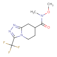 Chemical structure of N-methoxy-N-methyl-3-(trifluoromethyl)-5H,6H,7H,8H-[1,2,4]triazolo[4,3-a]pyridine-7-carboxamide - CSSB04353493005