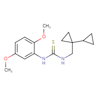 Chemical structure of 3-({[1,1'-bi(cyclopropane)]-1-yl}methyl)-1-(2,5-dimethoxyphenyl)thiourea - CSSB02064502819