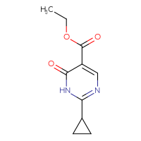 Chemical structure of ethyl 2-cyclopropyl-6-oxo-1,6-dihydropyrimidine-5-carboxylate - CSSB00011589423