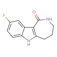 Chemical structure of 9-fluoro-1H,2H,3H,4H,5H,6H-azepino[4,3-b]indol-1-one - CSSB00000044789