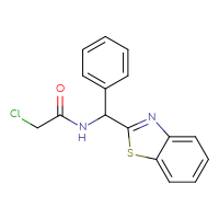 Chemical structure of N-[(1,3-benzothiazol-2-yl)(phenyl)methyl]-2-chloroacetamide - CSSB01777105212