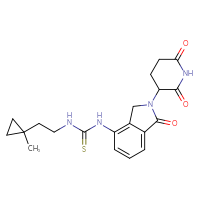 Chemical structure of 1-[2-(2,6-dioxopiperidin-3-yl)-1-oxo-2,3-dihydro-1H-isoindol-4-yl]-3-[2-(1-methylcyclopropyl)ethyl]thiourea - CSSB21432546948