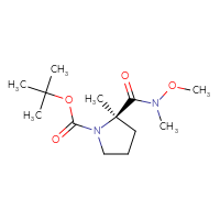 Chemical structure of tert-butyl (2R)-2-[methoxy(methyl)carbamoyl]-2-methylpyrrolidine-1-carboxylate - CSSB00114092505