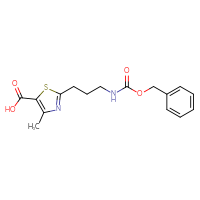 Chemical structure of 2-(3-{[(benzyloxy)carbonyl]amino}propyl)-4-methyl-1,3-thiazole-5-carboxylic acid - CSSB00137315689