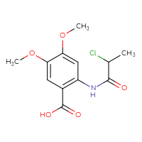 Chemical structure of 2-(2-chloropropanamido)-4,5-dimethoxybenzoic acid - CSSB21298174743