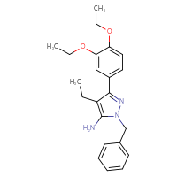 Chemical structure of 1-benzyl-3-(3,4-diethoxyphenyl)-4-ethyl-1H-pyrazol-5-amine - CSSB00020652955