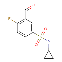 Chemical structure of N-cyclopropyl-4-fluoro-3-formylbenzene-1-sulfonamide - CSSB21246269514