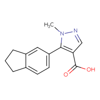 Chemical structure of 5-(2,3-dihydro-1H-inden-5-yl)-1-methyl-1H-pyrazole-4-carboxylic acid - CSSB00029657074