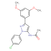 Chemical structure of N-[1-(4-chlorophenyl)-3-(3,5-dimethoxyphenyl)-1H-pyrazol-5-yl]acetamide - CSSB14813048844