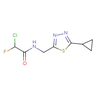 Chemical structure of 2-chloro-N-[(5-cyclopropyl-1,3,4-thiadiazol-2-yl)methyl]-2-fluoroacetamide - CSSB21332122594