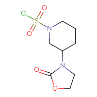 Chemical structure of 3-(2-oxo-1,3-oxazolidin-3-yl)piperidine-1-sulfonyl chloride - CSSB06377129620