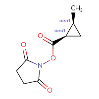 Chemical structure of rac-2,5-dioxopyrrolidin-1-yl (1R,2S)-2-methylcyclopropane-1-carboxylate - CSSB20620684709
