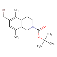 Chemical structure of tert-butyl 6-(bromomethyl)-5,8-dimethyl-1,2,3,4-tetrahydroisoquinoline-2-carboxylate - CSSB14863684199