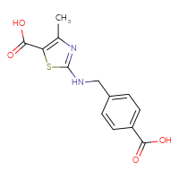 Chemical structure of 2-{[(4-carboxyphenyl)methyl]amino}-4-methyl-1,3-thiazole-5-carboxylic acid - CSSB14831190731