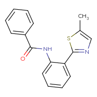 Chemical structure of N-[2-(5-methyl-1,3-thiazol-2-yl)phenyl]benzamide - CSSB21253047363