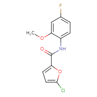 Chemical structure of 5-chloro-N-(4-fluoro-2-methoxyphenyl)furan-2-carboxamide - CSSB00000659257