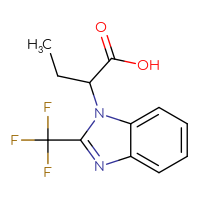 Chemical structure of 2-[2-(trifluoromethyl)-1H-1,3-benzodiazol-1-yl]butanoic acid - CSSB00025745702