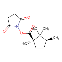 Chemical structure of 2,5-dioxopyrrolidin-1-yl (1R,3S)-1,2,2,3-tetramethylcyclopentane-1-carboxylate - CSSB20270128941