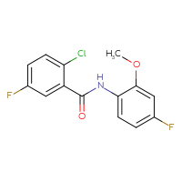 Chemical structure of 2-chloro-5-fluoro-N-(4-fluoro-2-methoxyphenyl)benzamide - CSSB00136902762