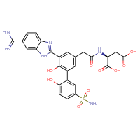 Chemical structure of (2S)-2-{2-[5-(6-carbamimidoyl-1H-1,3-benzodiazol-2-yl)-2',6-dihydroxy-5'-sulfamoyl-[1,1'-biphenyl]-3-yl]acetamido}butanedioic acid - CSSB00161189532
