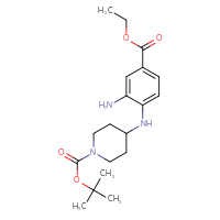 Chemical structure of tert-butyl 4-{[2-amino-4-(ethoxycarbonyl)phenyl]amino}piperidine-1-carboxylate - CSSB00160515993