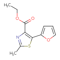 Chemical structure of ethyl 5-(furan-2-yl)-2-methyl-1,3-thiazole-4-carboxylate - CSSB00010160050