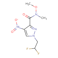 Chemical structure of 1-(2,2-difluoroethyl)-N-methoxy-N-methyl-4-nitro-1H-pyrazole-3-carboxamide - CSSB01045818049
