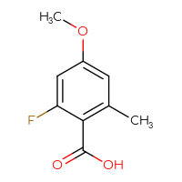 Chemical structure of 2-fluoro-4-methoxy-6-methylbenzoic acid - CSSB00010768520